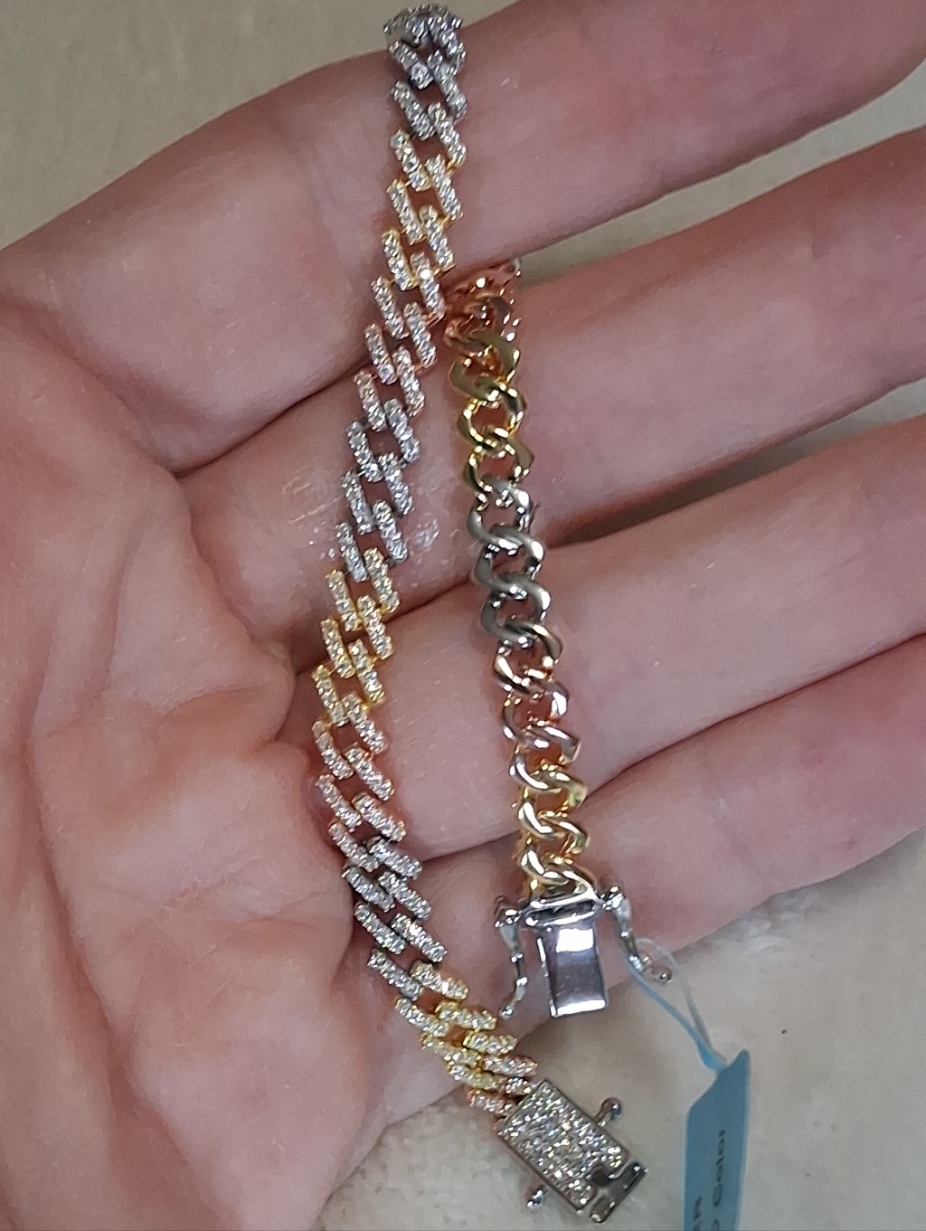 Tri Gold Over 925ss Moissanite Monaco 7.5"